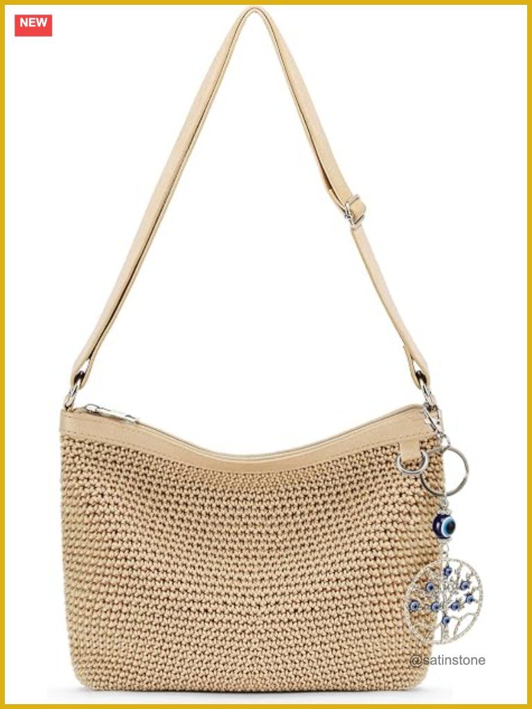 Hand-Crocheted Crossbody Bag With Gradient Stripes